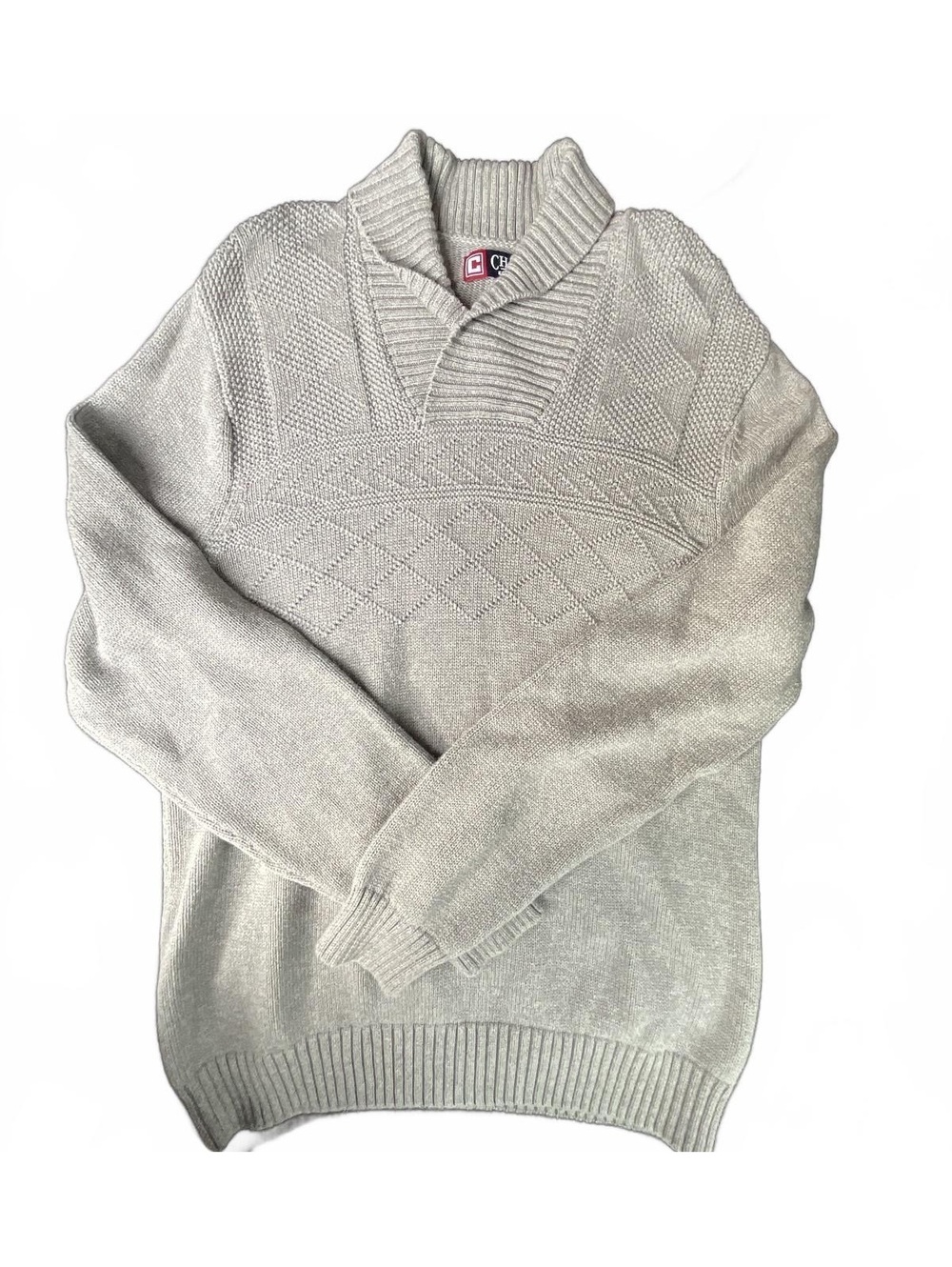 Chaps Men's Light Gray Textured Knit Sweater Large